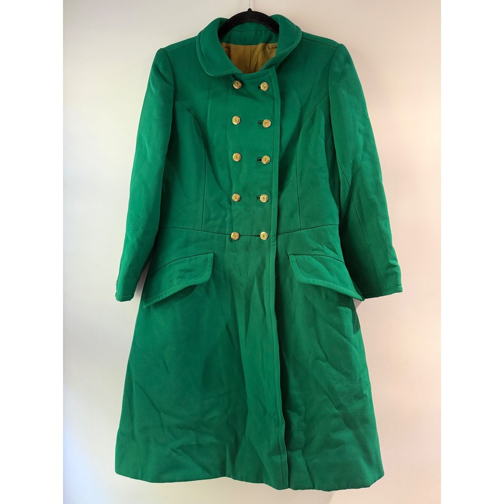 Jack Feit New York Overcoat Womens Green Good Double Breasted Vintage 60s 70s